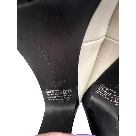 Black & Ivory Predictions Womens Heels Size 6w Round Toe Faux Leather Bow Detail - Picture 4 of 7